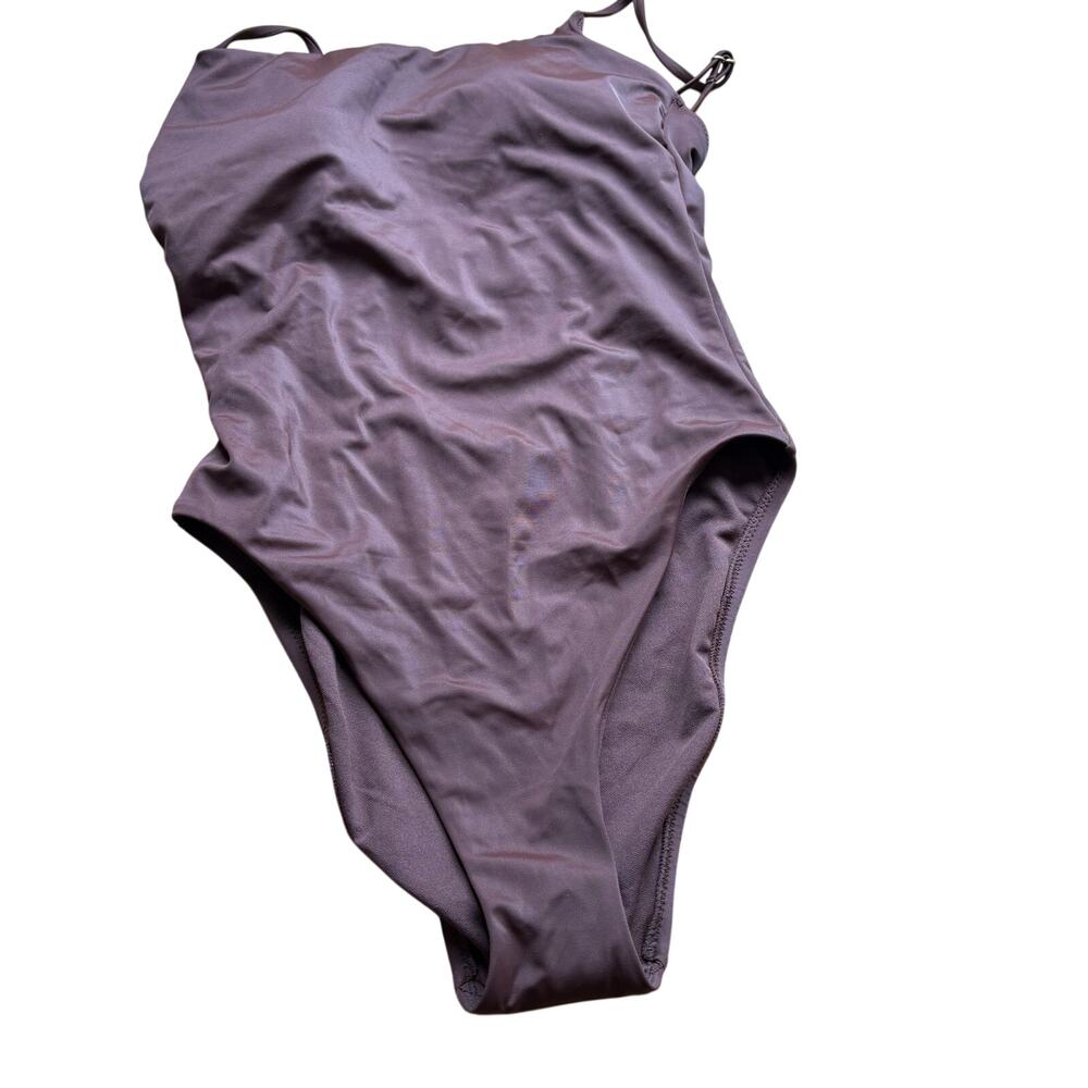 Shade & Shore One Piece Swimsuit Small Brown Adjustable Strap High Leg Crossback